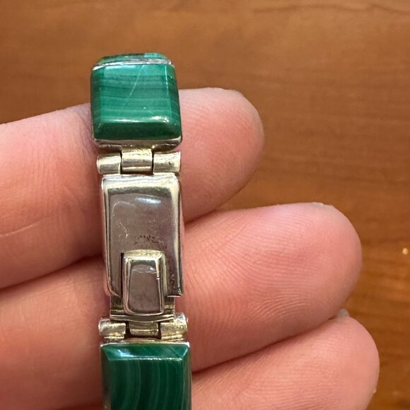 Green Malachite & Sterling Silver Bracelet - Picture 3 of 3